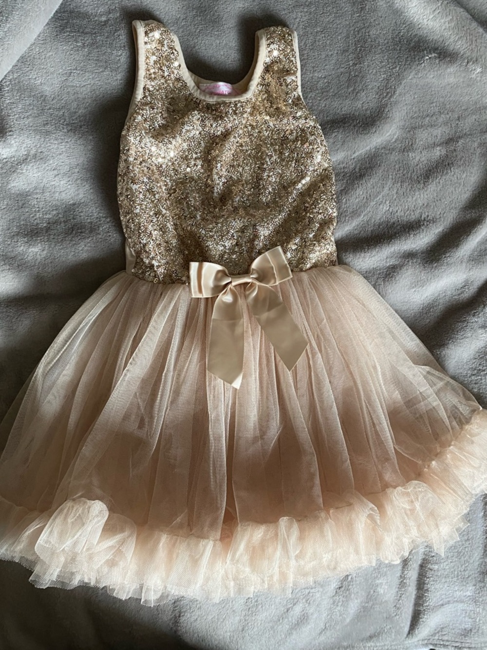 Popatu Blush Gold Sequin Girls Dress